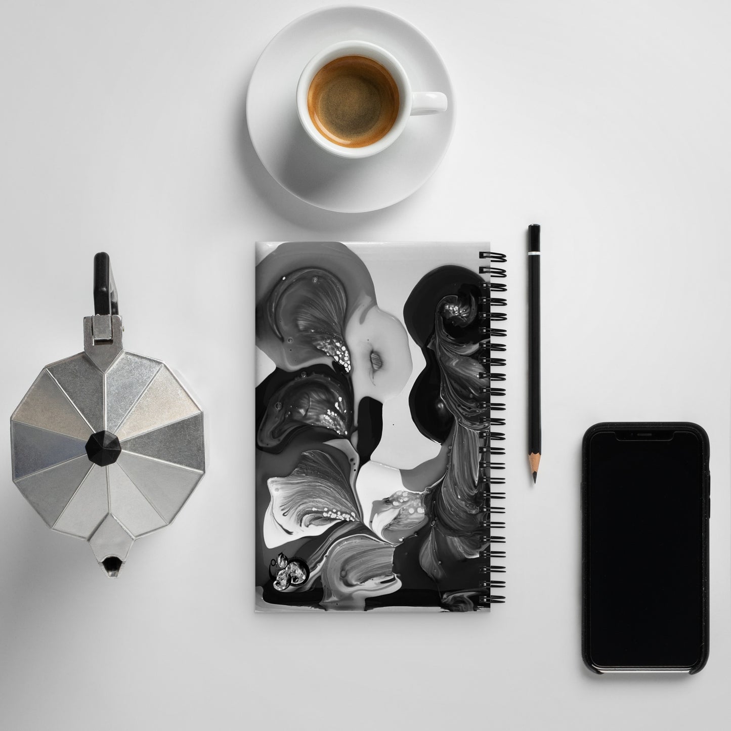 Spiral Notebook Melts B/W