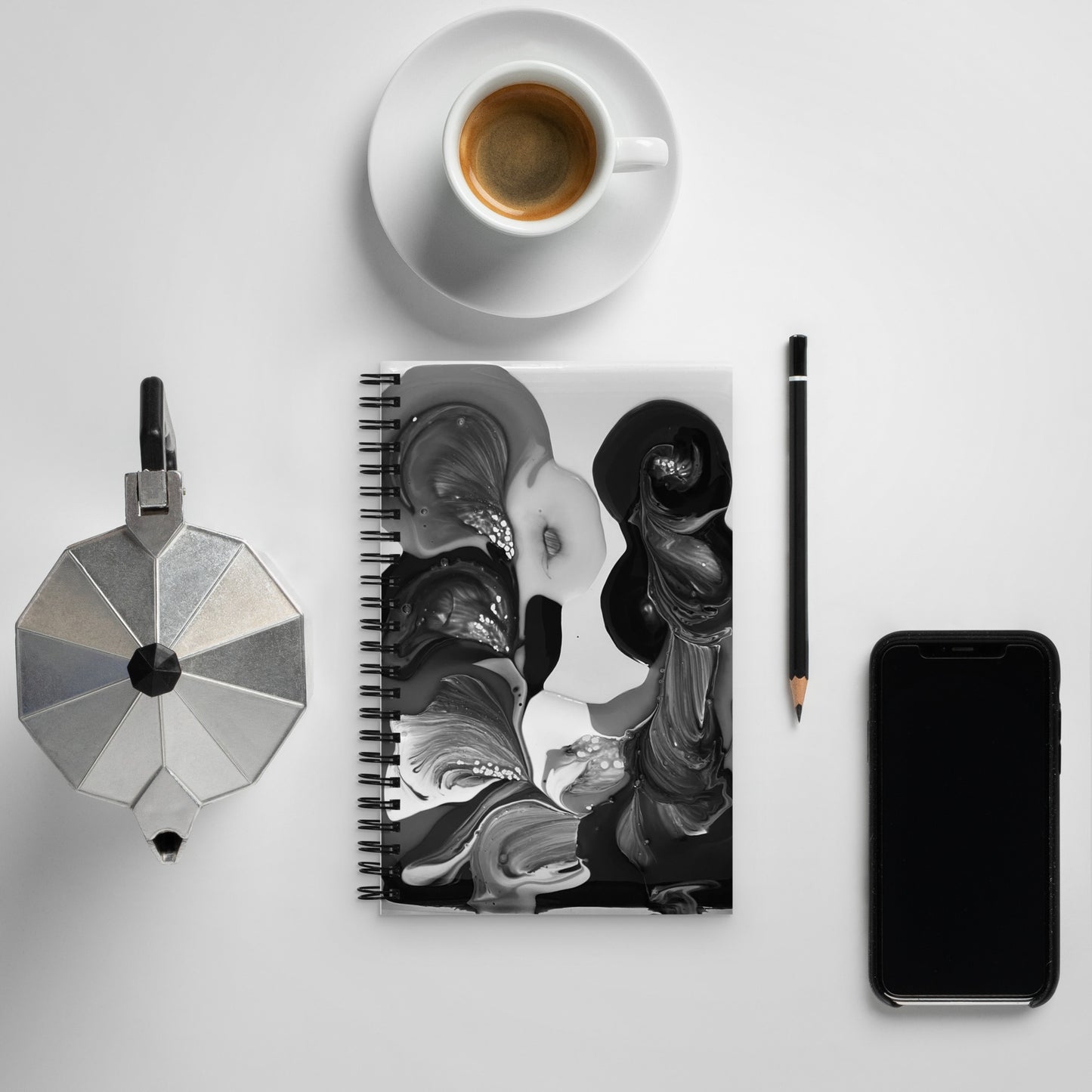 Spiral Notebook Melts B/W