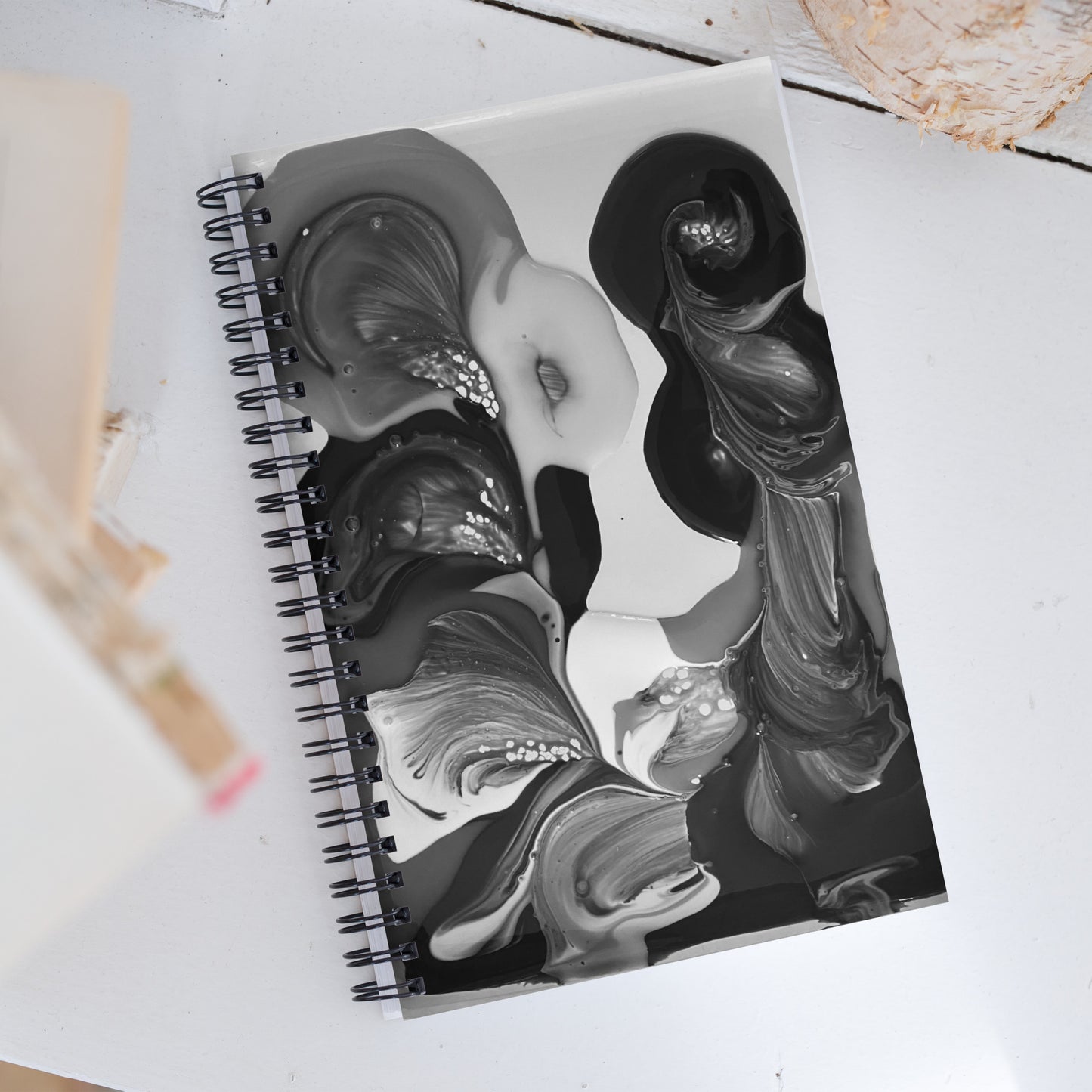 Spiral Notebook Melts B/W