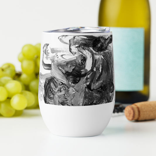 Wine Tumbler Abstract B/W